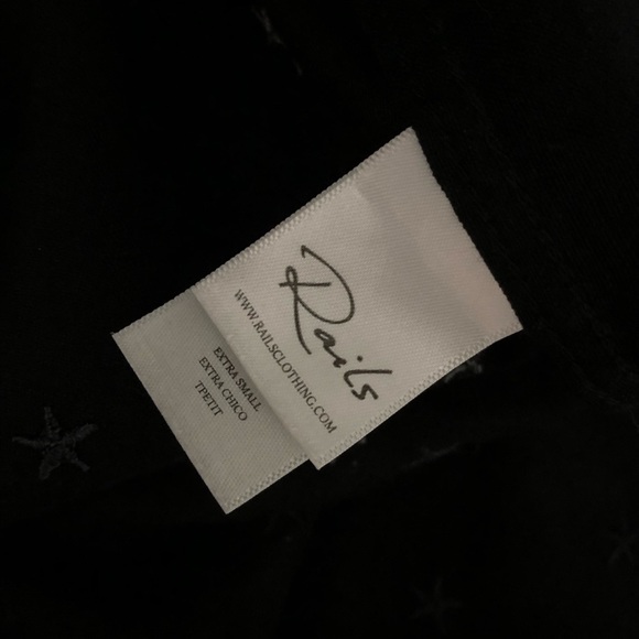 Rails Robyn Embroidered Star Shirt Tie Sleeve Button Down Black S - Picture 6 of 12